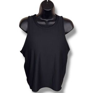 XL Jockey Black Crop Top Athletic Activewear Ribbed Built In Bra Sleeveless
